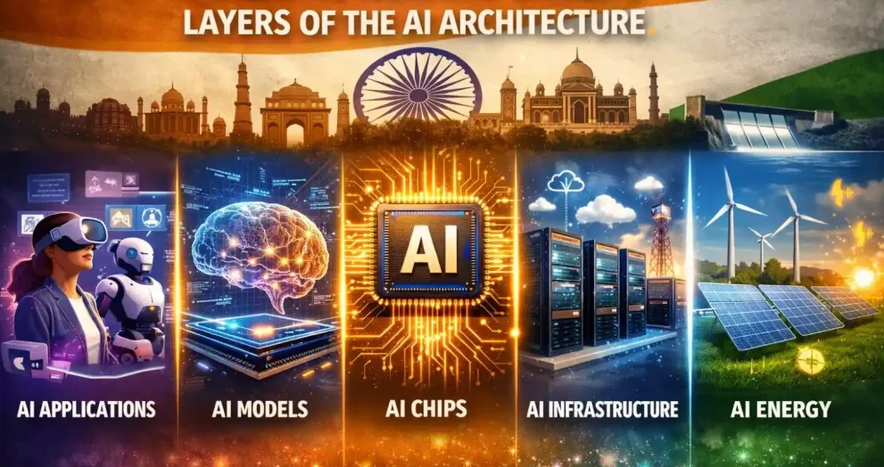 India is working on all 5 layers of the AI architecture: application, model, chip, infra and energy.