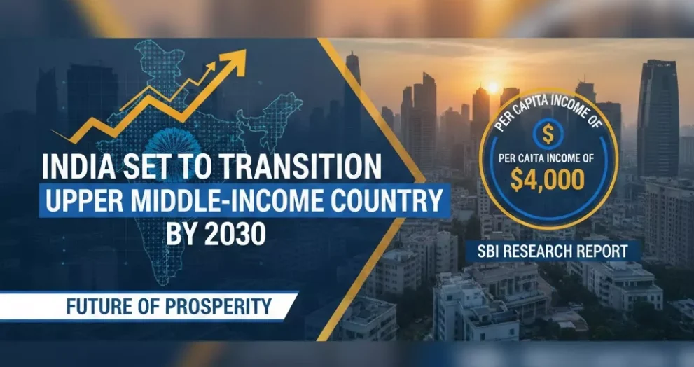 India Set to Transition to Upper Middle-Income Country by 2030 with Per Capita Income of $4,000: SBI Research Report