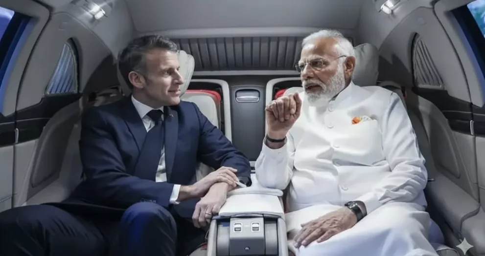 PM Modi, President Macron & First Lady Brigitte Macron Captivated by Grand Light & Sound Show at Mumbai's Gateway of India