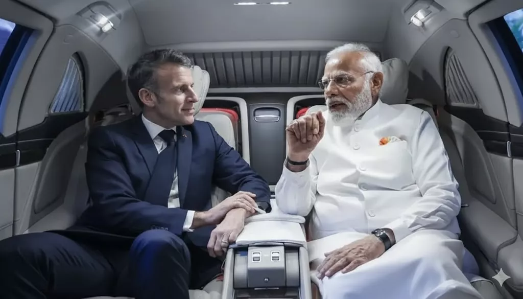 PM Modi, President Macron & First Lady Brigitte Macron Captivated by Grand Light & Sound Show at Mumbai's Gateway of India