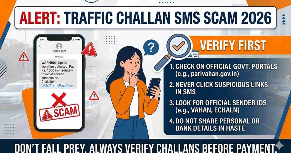 Traffic Challan SMS Scam Alert 2026: Verify First