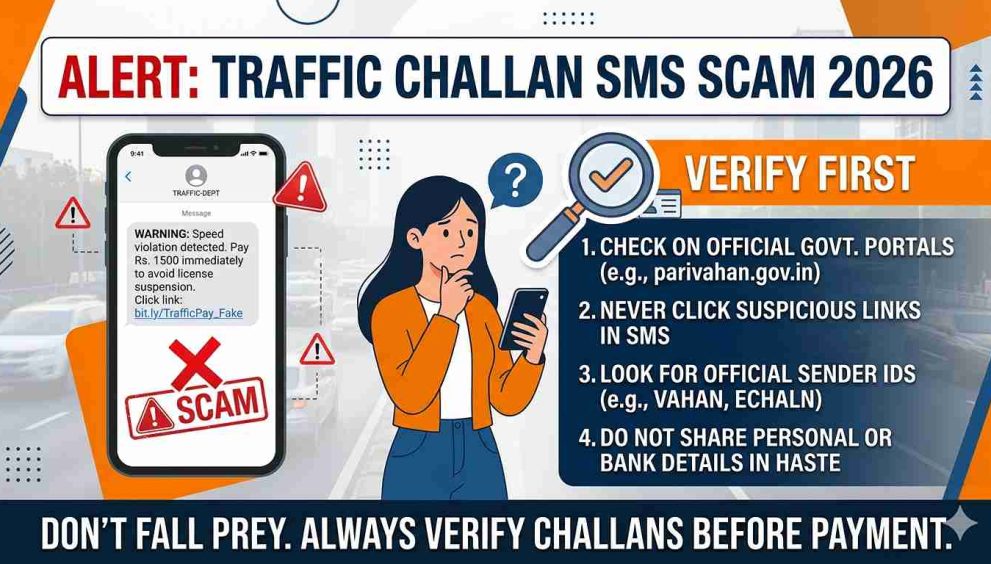Traffic Challan SMS Scam Alert 2026: Verify First