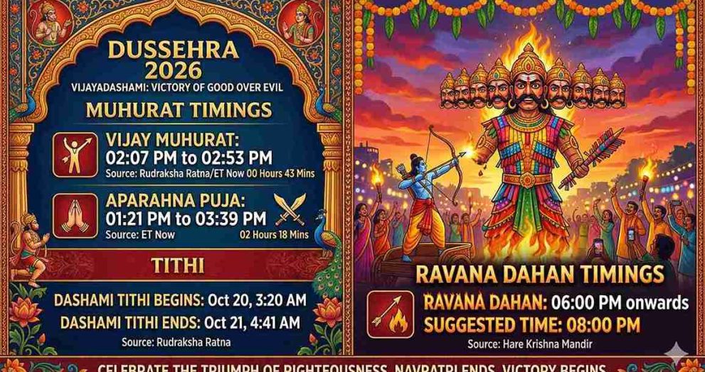 Dussehra 2026: Muhurat & Ravana Dahan Timings