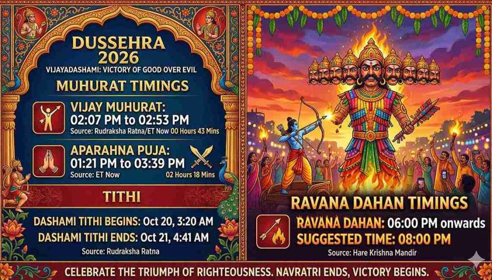 Dussehra 2026: Muhurat & Ravana Dahan Timings